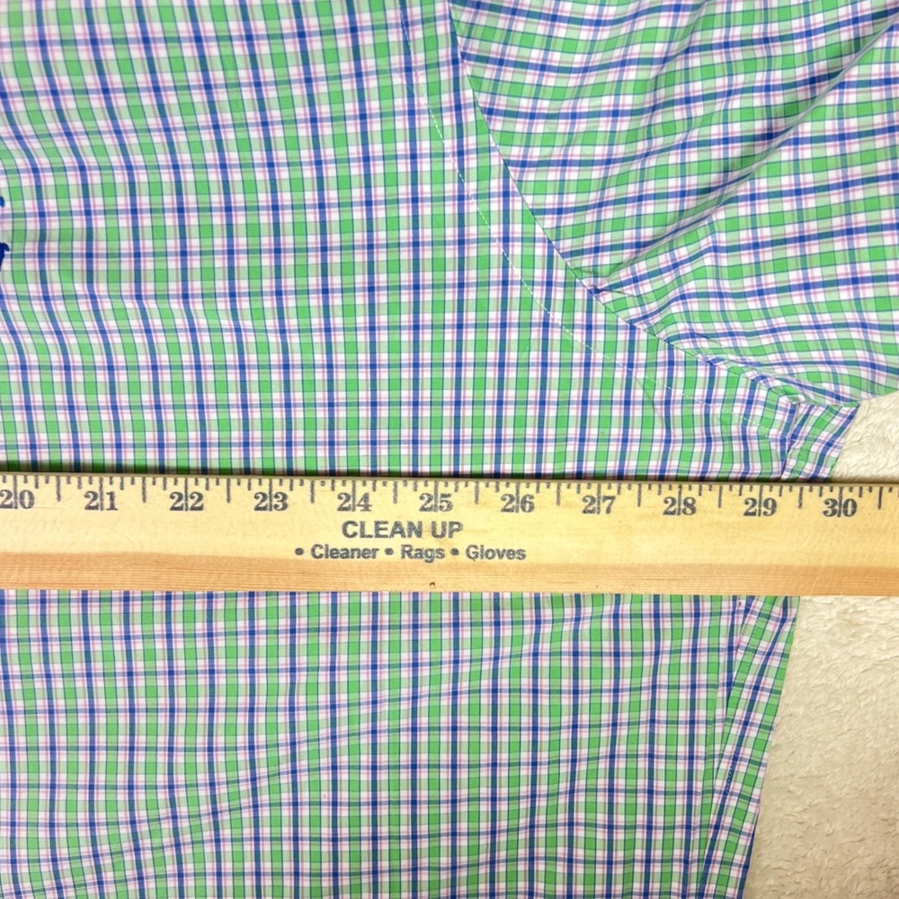 Ralph Lauren Men 2XLT Tall Classic Fit Plaid Button Down Shirt Green Blue Cotton - Picture 7 of 8